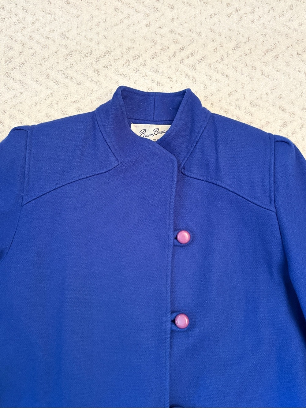 Vintage 70s Womans Royal Blue Wool Coat Size 12 Petite Union Made in USA Maxi - Picture 13 of 13